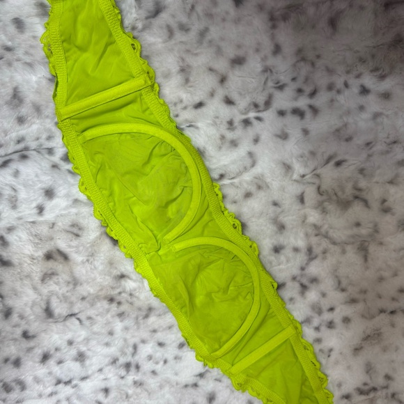 Aerie bandeau top tube strapless top bra lime πβπ© green neon lace floral bustier - Picture 2 of 9